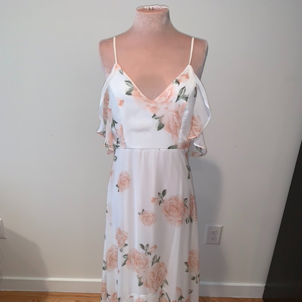 Lulus White and Pink Floral Maxi Dress